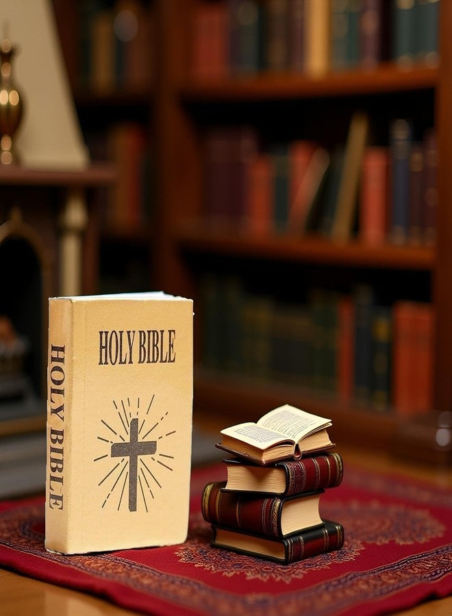 Qintreesify Mini Bible Pocket Book 1/12 Dollhouse Miniature Book Bookshelf Bedroom Library Accessories Dollhouse Decoration Accessories Miniature Scene Model Books - Image 4